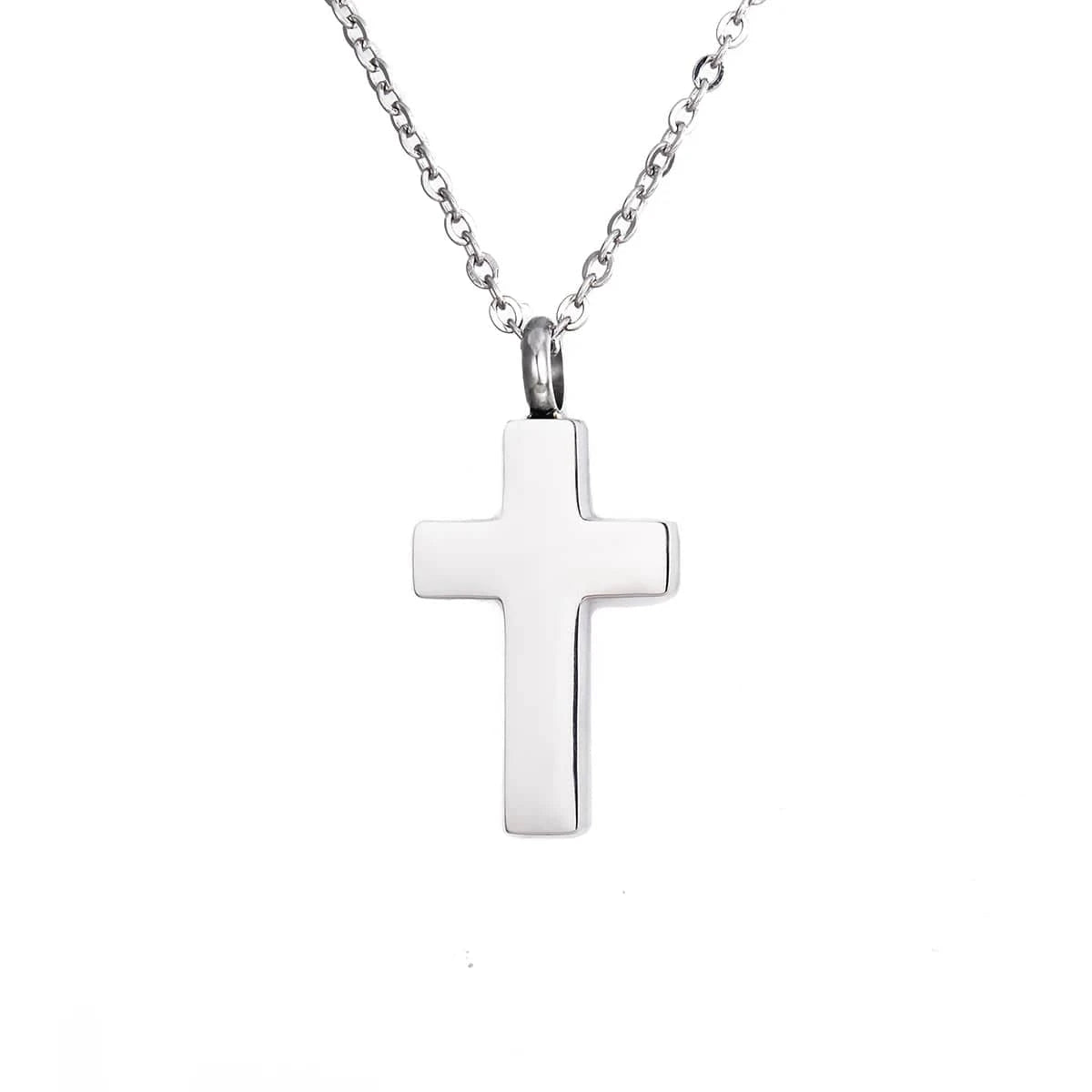 The Carat Cave Steel Stainless Steel Classic Cross Cremation Urn Locket Pendant Necklace Memorial Keepsake Jewelry For Women/Men