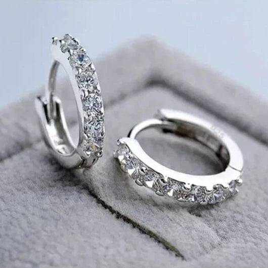 The Carat Cave Sterling Silver Plated Crystal Hoop Earrings