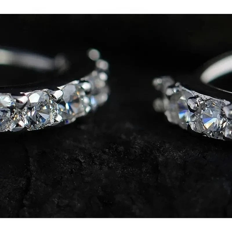 The Carat Cave Sterling Silver Plated Crystal Hoop Earrings