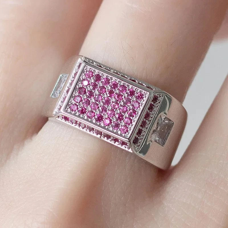 The Carat Cave Sterling Silver Ring with Square Sapphire Gemstones