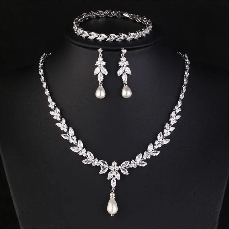 The Carat Cave Teardrop 3 Piece Set Luxury Bridal Jewellery Sets