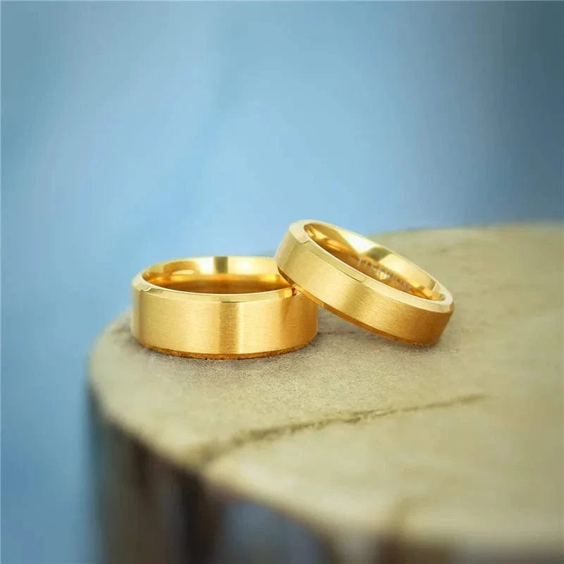 The Carat Cave TIGRADE Pure Titanium Rings Gold Color 6MM 8MM Brushed Wedding Band Luxury in Comfort Fit Matte for Men Women Anti-allergy