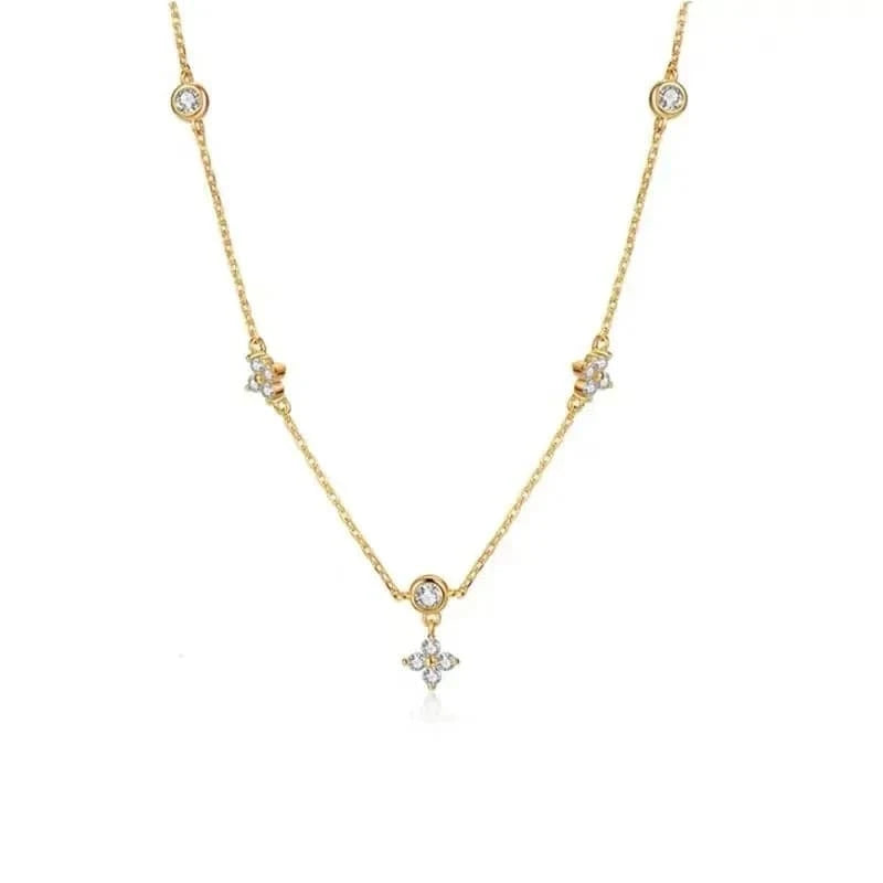 The Carat Cave Zircon Four-leaf Flower Chain Necklace for Women